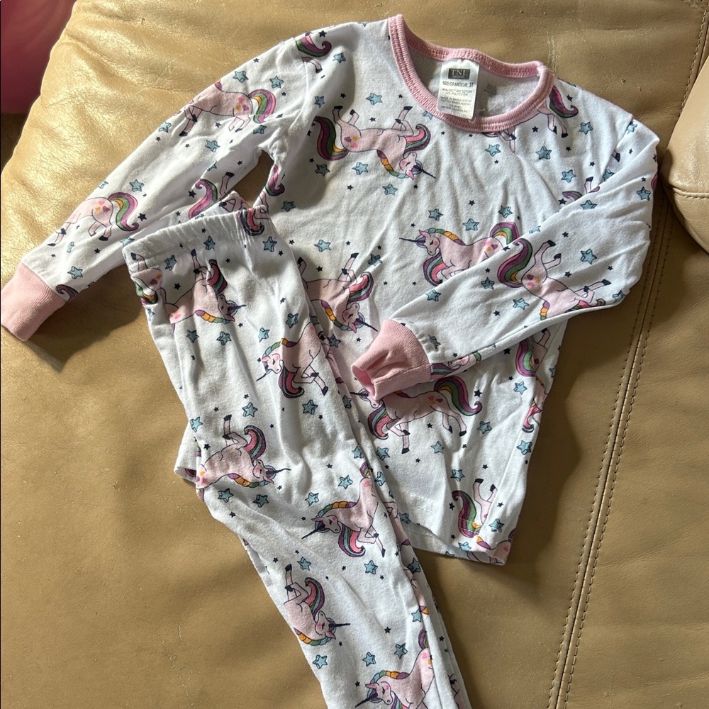 5/$20 Magical Unicorn Kids Pajama Set - Pink and White